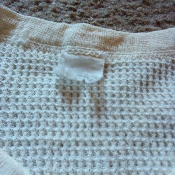 Vintage White/Cream Men's Ribbed Long Sleeve Pullover Sweater Cut Off Tag - Picture 3 of 14